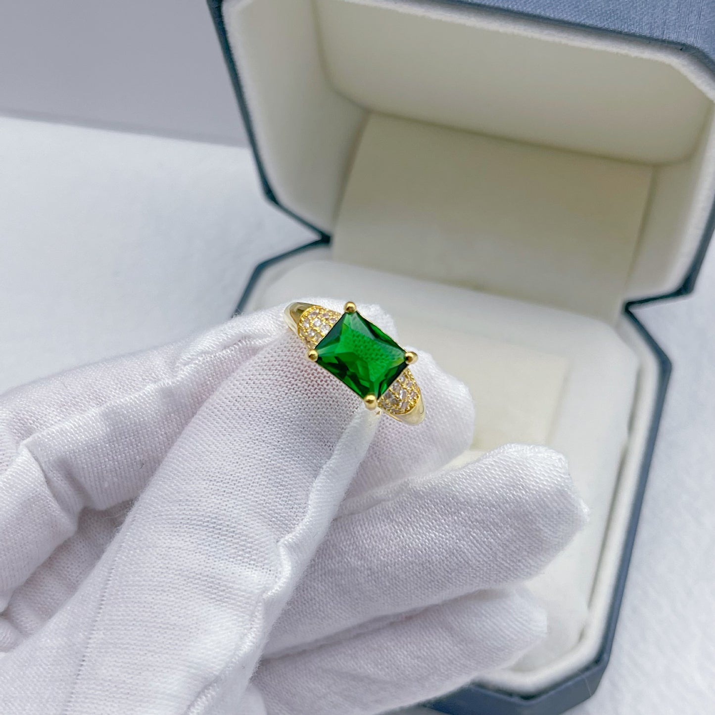 Female Emerald Ring — 18K Gold Plated | Highridge Global