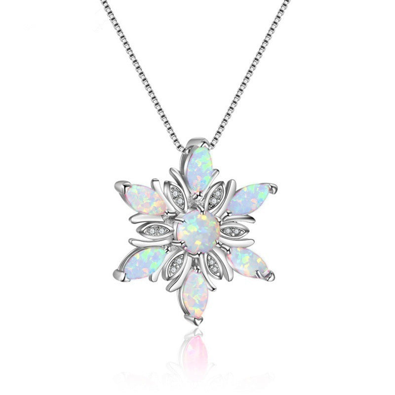Opal Snowflake Pendant Necklace | Highridge Global