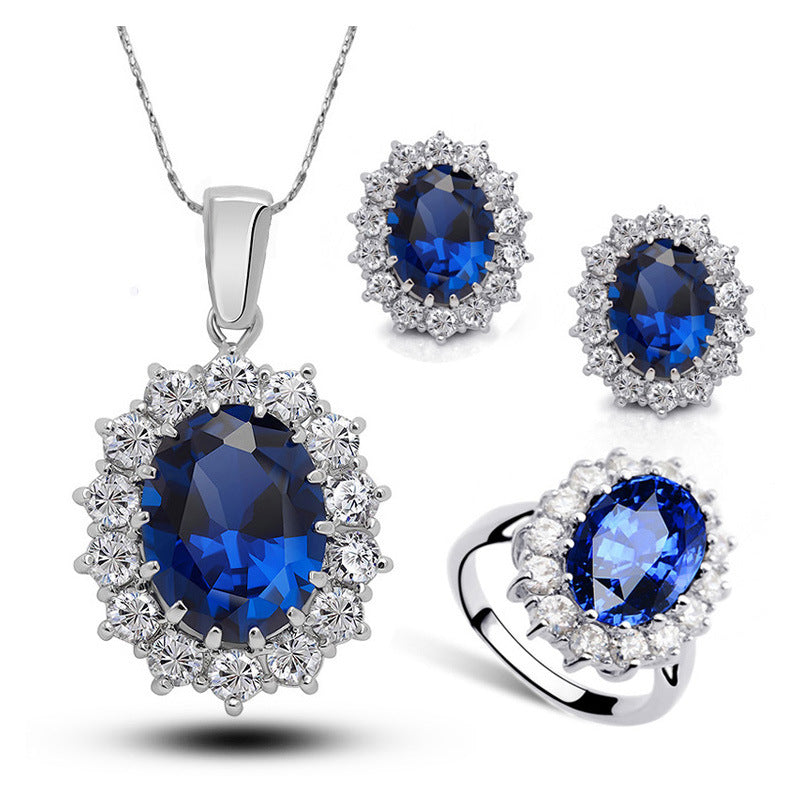 Crystal Bridal Jewelry Set — Necklace, Earrings & Ring