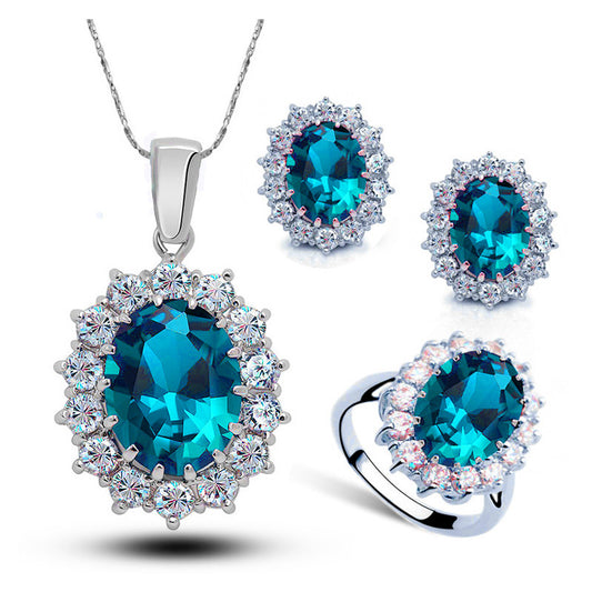 Crystal Bridal Jewelry Set — Necklace, Earrings & Ring