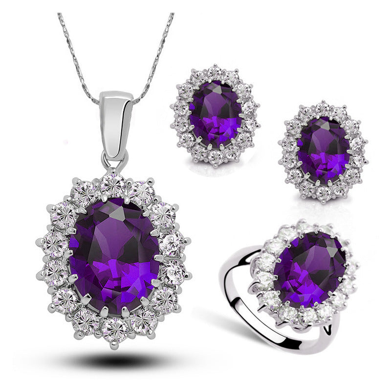 Crystal Bridal Jewelry Set — Necklace, Earrings & Ring