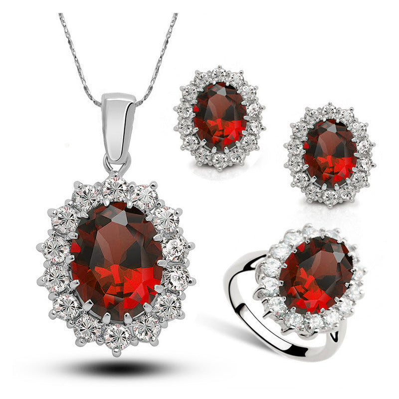 Crystal Bridal Jewelry Set — Necklace, Earrings & Ring