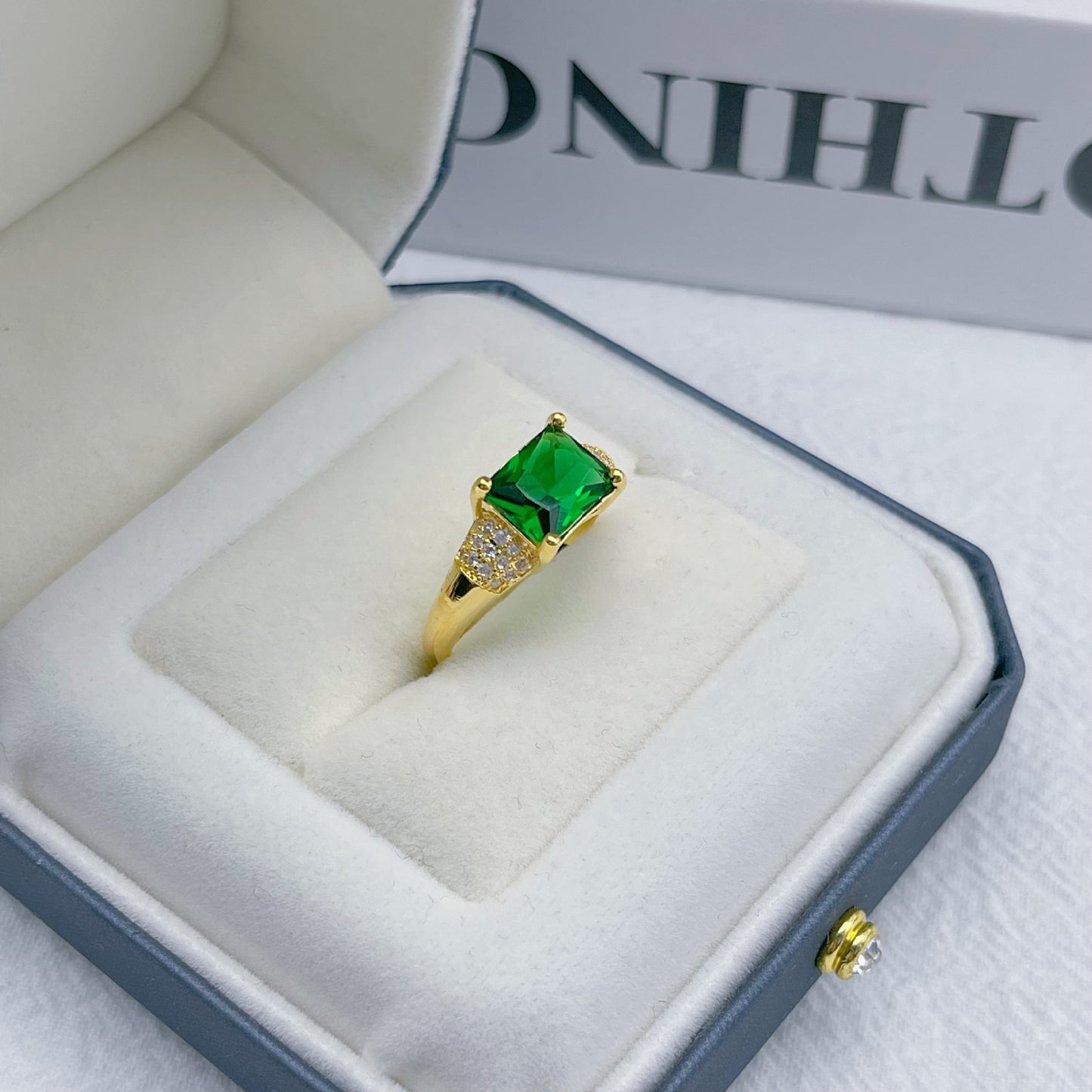 Female Emerald Ring — 18K Gold Plated | Highridge Global