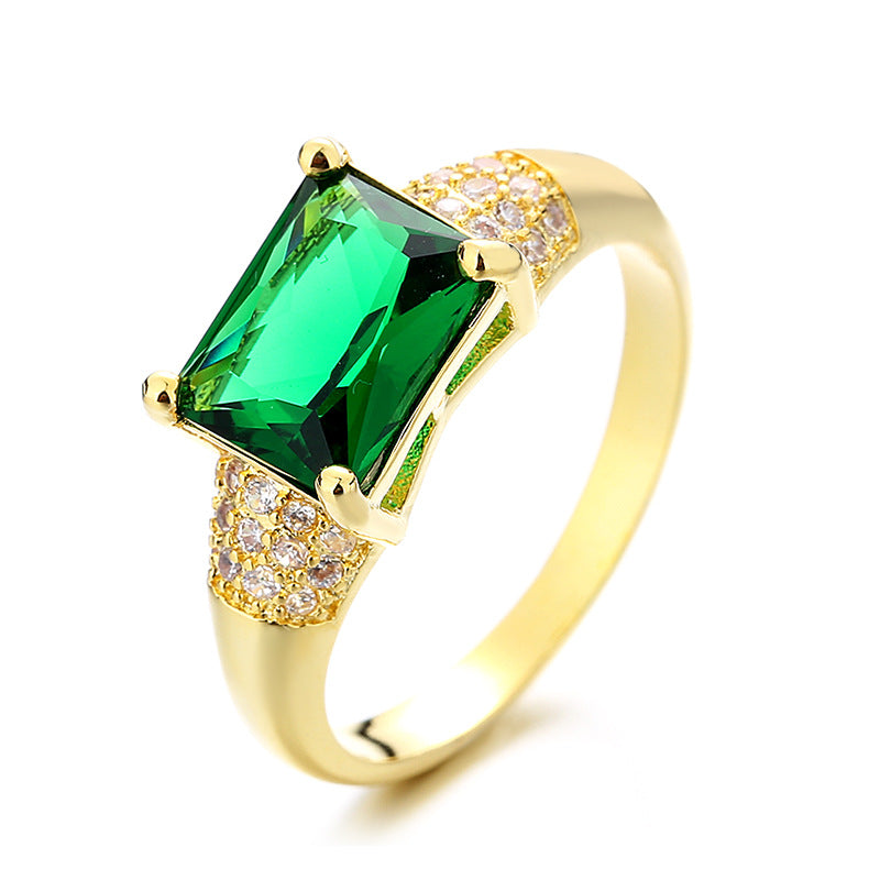 Female Emerald Ring — 18K Gold Plated | Highridge Global