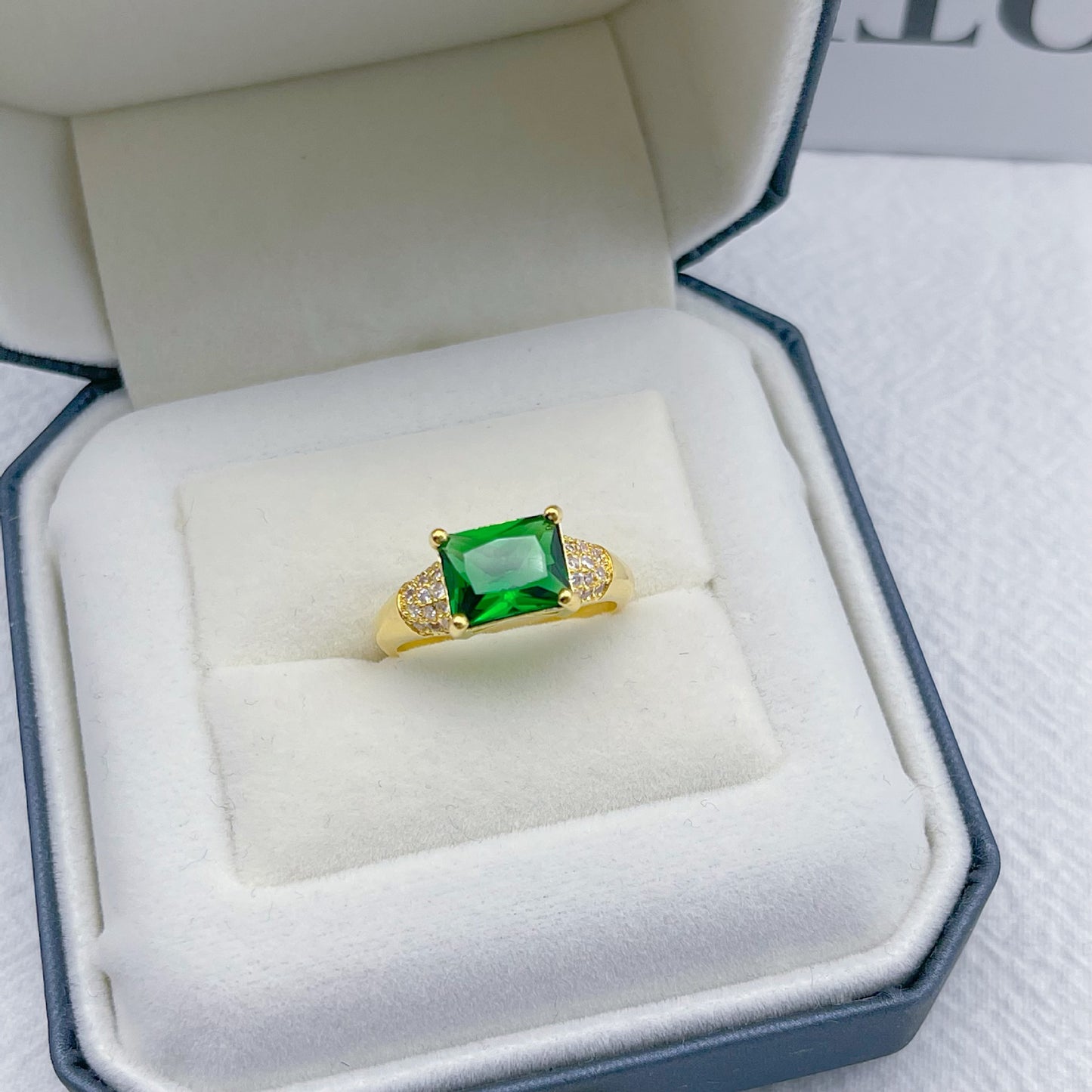 Female Emerald Ring — 18K Gold Plated | Highridge Global