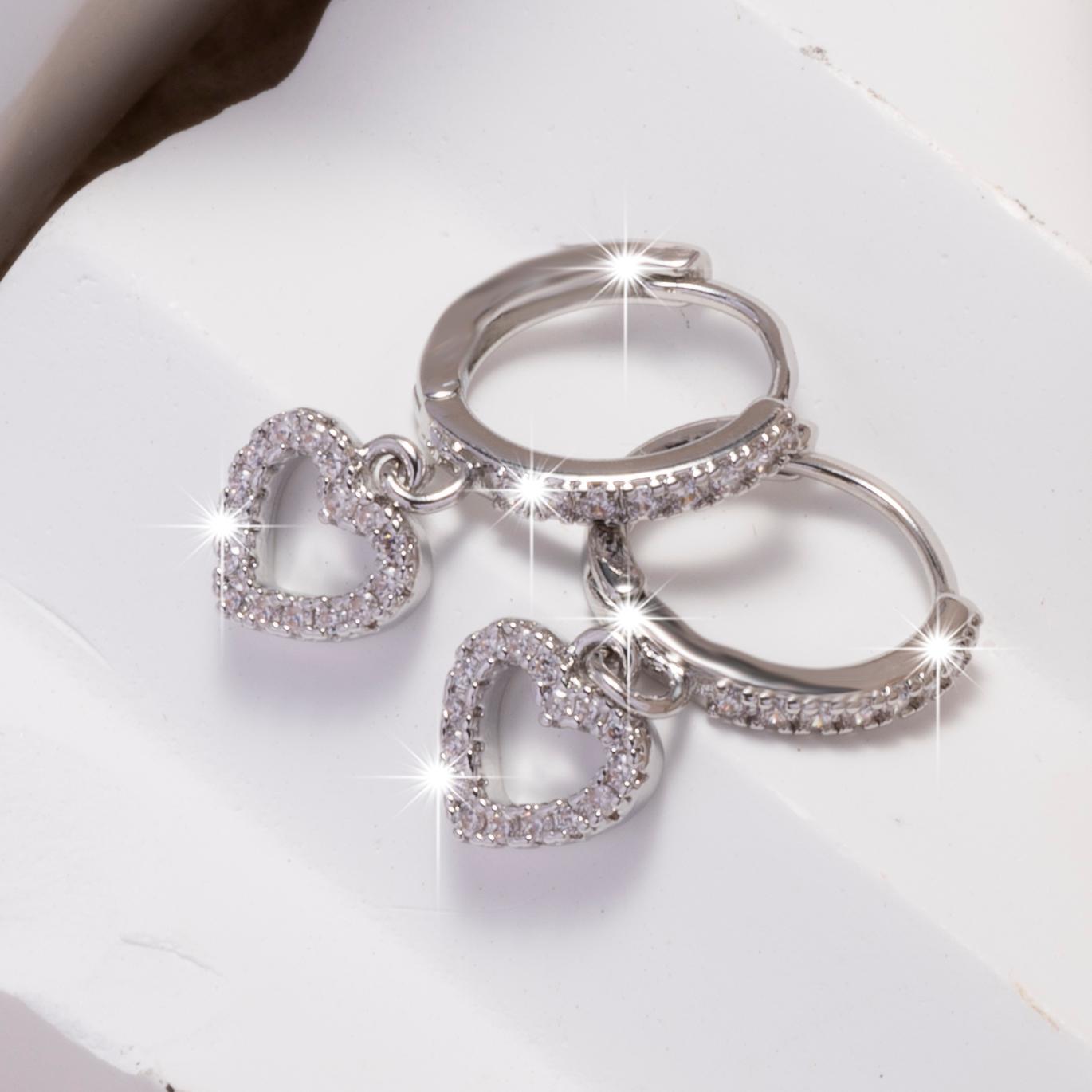 Retro Heart-shaped Pendant Ring Zircon Earrings Simple Style Pendant