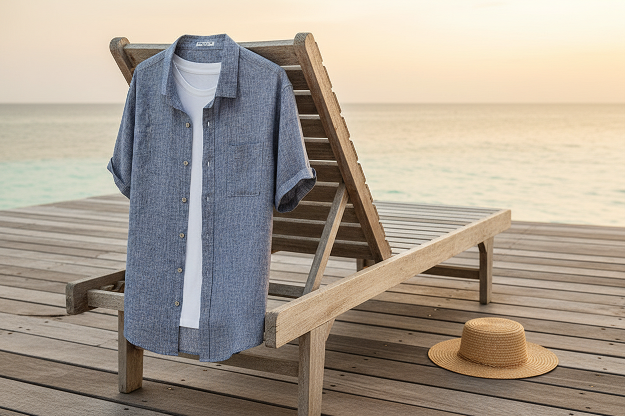 Men's Linen Square Collar Resort Shirt